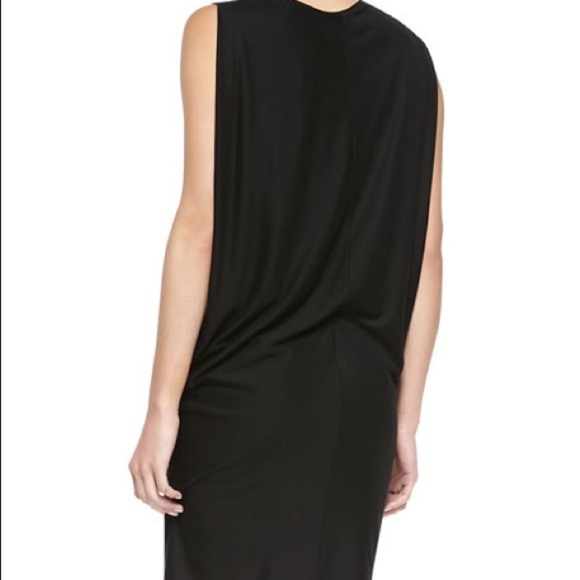 Helmut Lang Sync  Sleeveless Draped Jersey Dress in Black - Picture 2 of 8